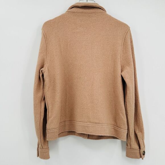Joie Size Medium Tan Wool Long Sleeve Button Front Shackle Jacket Coat - Picture 6 of 6